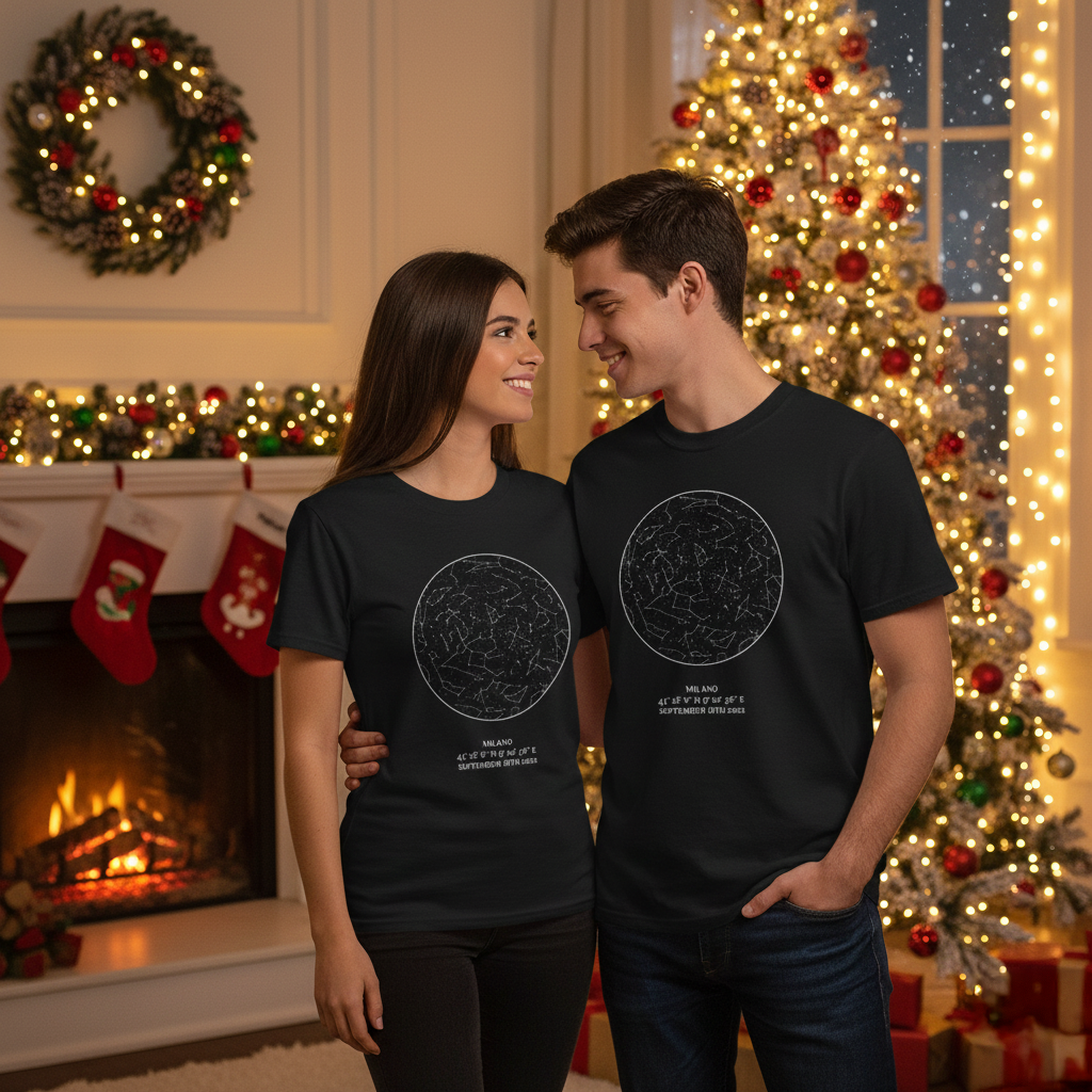 Mappa Stellare con data fidanzamento T-Shirt personalizzata